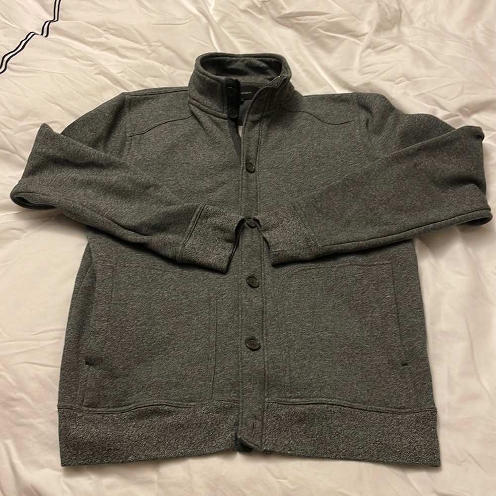 Banana Republic gray zip up/button fleece jacket